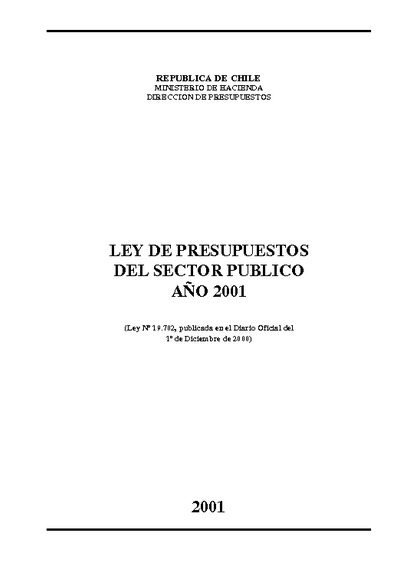 Ley de Presupuestos del Sector Público año 2001