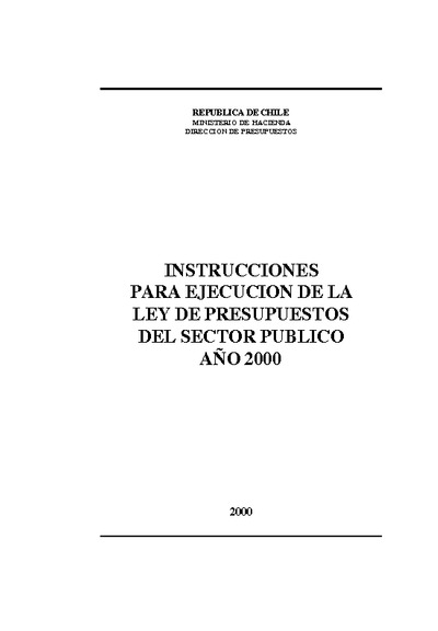 Instrucciones Específicas Ley de Presupuestos año 2000