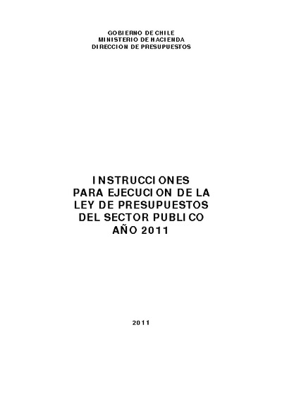 Instrucciones para la Ejecución de la Ley de Presupuestos del Sector Público año 2011