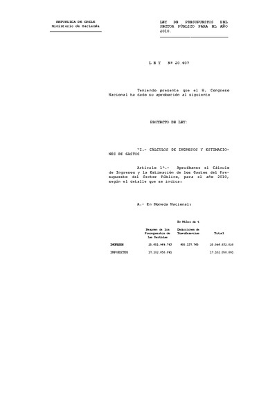 Articulado Ley de Presupuestos del Sector Público año 2010