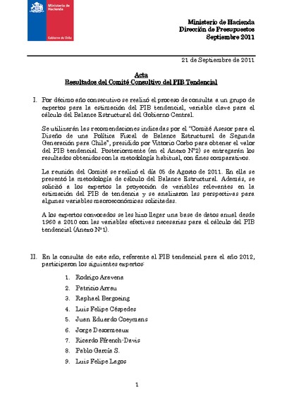 Acta Comité Consultivo PIB Tendencial 2012