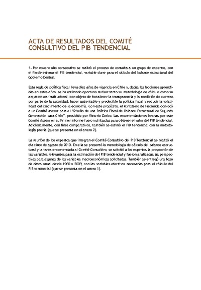 Acta Comité Consultivo PIB Tendencial 2011 Acta Comité Consultivo PIB Tendencial 2011