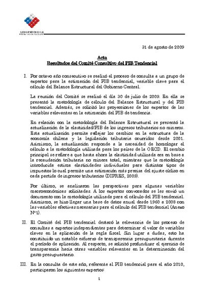 Acta Comité Consultivo PIB Tendencial 2010