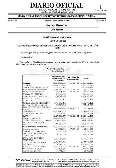 Articulado Ley de Presupuestos del Sector Público año 2021