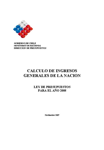 Cálculo de Ingresos Generales de la Nación año 2008