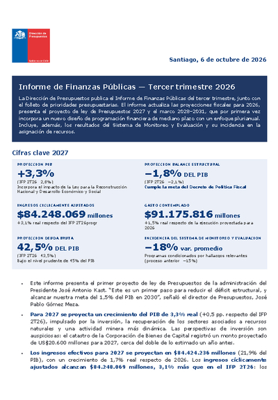 Análisis integrado de IFP Tercer Trimestre
